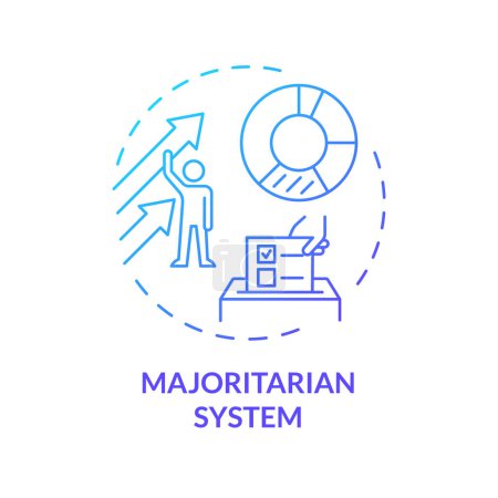 Majoritarian system blue gradient concept icon. Politician majority, voting electoral system. Election candidate selection. Round shape line illustration. Abstract idea. Graphic design. Easy to use
