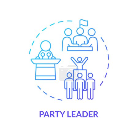 Party leader blue gradient concept icon. Federal government structure. Government branch. Public sector politics. Round shape line illustration. Abstract idea. Graphic design. Easy to use