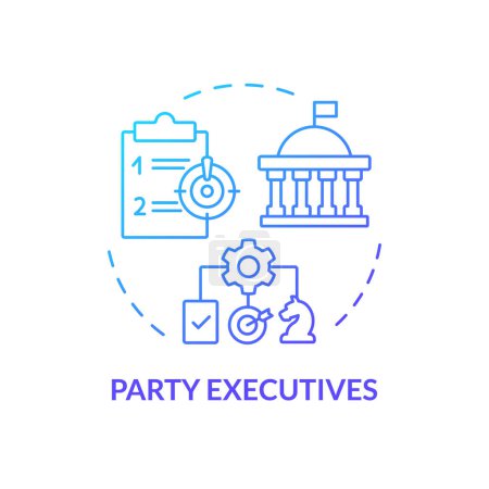 Political party executives blue gradient concept icon. Public sector politics. Constitution authority, federal government. Round shape line illustration. Abstract idea. Graphic design. Easy to use