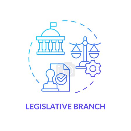 Legislative branch blue gradient concept icon. Constitution authority, government structure. Public sector social policy. Round shape line illustration. Abstract idea. Graphic design. Easy to use