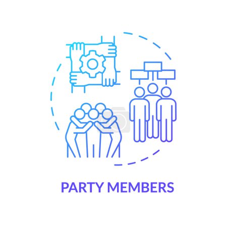 Political party members blue gradient concept icon. Government structure. Social policy, public administration. Round shape line illustration. Abstract idea. Graphic design. Easy to use
