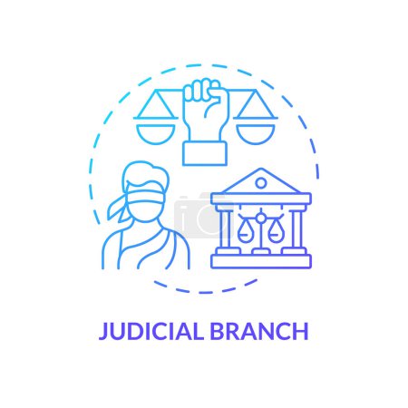 Judicial branch blue gradient concept icon. Justice supreme court. Human rights regulation. Social institution, democracy. Round shape line illustration. Abstract idea. Graphic design. Easy to use
