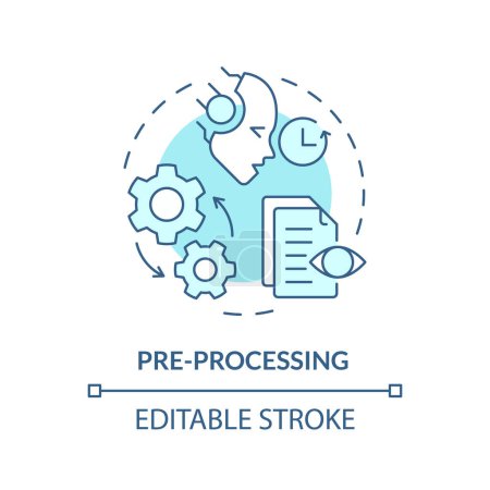 Illustration for Pre-processing soft blue concept icon. Virtual assistant, transformative tools. Data processing. Round shape line illustration. Abstract idea. Graphic design. Easy to use in infographic - Royalty Free Image
