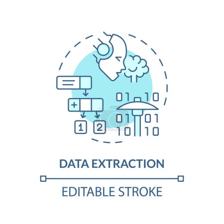 Data extraction soft blue concept icon. Artificial intelligence, etl process. Document analysis. Round shape line illustration. Abstract idea. Graphic design. Easy to use in infographic