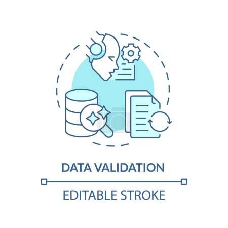 Data validation soft blue concept icon. Information processing, digital workflow. Round shape line illustration. Abstract idea. Graphic design. Easy to use in infographic, presentation