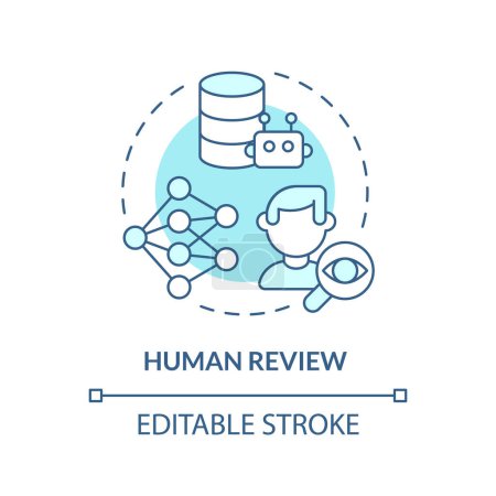 Human review soft blue concept icon. Supervised ai learning. Deep learning techniques. Round shape line illustration. Abstract idea. Graphic design. Easy to use in infographic, presentation