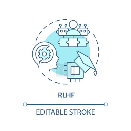RLHF soft blue concept icon. Reinforcement learning, human review. Deep learning techniques. Round shape line illustration. Abstract idea. Graphic design. Easy to use in infographic, presentation