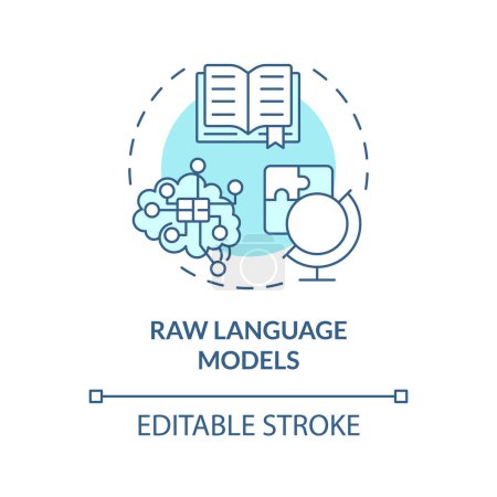 Raw language models soft blue concept icon. Advanced machine learning. Artificial intelligence. Round shape line illustration. Abstract idea. Graphic design. Easy to use in infographic, presentation