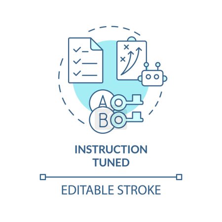 Instruction tuned soft blue concept icon. Ai deep learning algorithms. Fine tuning. Round shape line illustration. Abstract idea. Graphic design. Easy to use in infographic, presentation