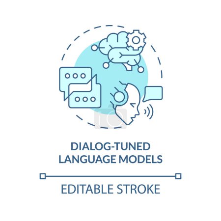Dialog-abgestimmte Sprachmodelle weiches blaues Konzeptsymbol. Absichtsmanagement. Stimmungsanalyse. Abbildung der runden Formlinie. Abstrakte Idee. Grafikdesign. Einfache Bedienung in Infografik, Präsentation