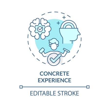 Concrete experience soft blue concept icon. Kolbs learning strategy. Involvement in new experience. Round shape line illustration. Abstract idea. Graphic design. Easy to use in presentation