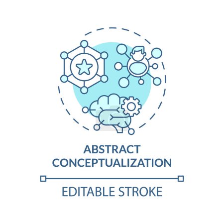 Abstract conceptualization soft blue concept icon. Synthesizing reflections into ideas, theories. Round shape line illustration. Abstract idea. Graphic design. Easy to use in presentation
