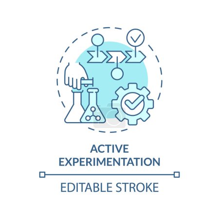 Active experimentation soft blue concept icon. Kolb experiential learning model. Applying new ideas. Round shape line illustration. Abstract idea. Graphic design. Easy to use in presentation