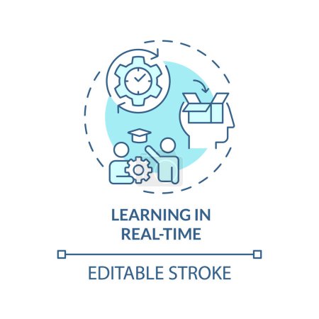 Learning in real time soft blue concept icon. Solving problems and challenges. Source of learning. Round shape line illustration. Abstract idea. Graphic design. Easy to use in presentation