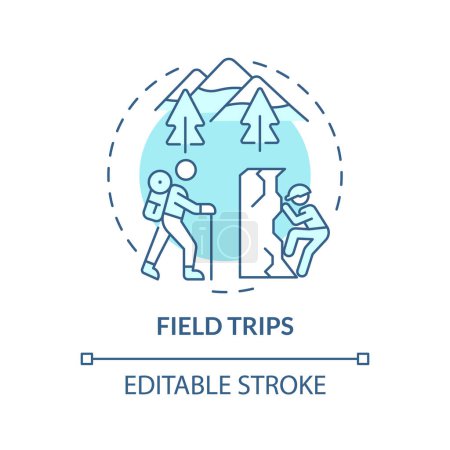 Field trips soft blue concept icon. Experiential learning. Interaction with nature. Round shape line illustration. Abstract idea. Graphic design. Easy to use in presentation