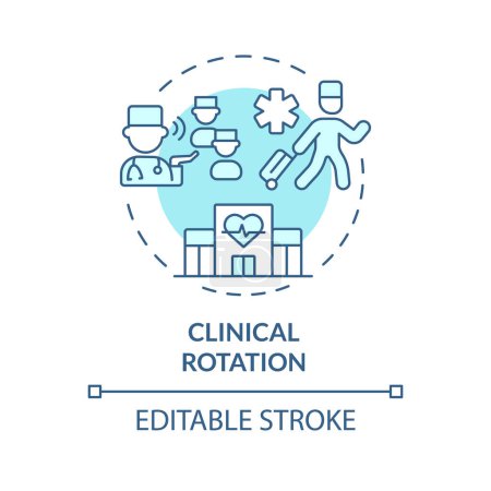 Illustration for Clinical rotation soft blue concept icon. Practical experience in clinical settings. Practical lessons. Round shape line illustration. Abstract idea. Graphic design. Easy to use in presentation - Royalty Free Image