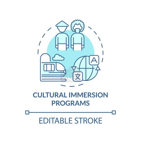 Cultural immersion programs soft blue concept icon. Student exchange program. Round shape line illustration. Abstract idea. Graphic design. Easy to use in presentation