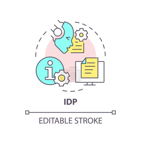 IDP ai multi color concept icon. Intelligent document processing. Data management. Round shape line illustration. Abstract idea. Graphic design. Easy to use in infographic, presentation