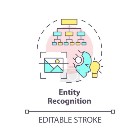 Entity recognition multi color concept icon. Image recognition, information hierarchy. Round shape line illustration. Abstract idea. Graphic design. Easy to use in infographic, presentation