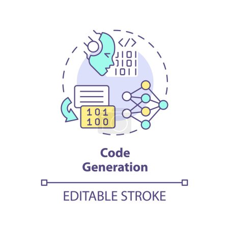 Code generation multi color concept icon. Software development assistance. Artificial intelligence. Round shape line illustration. Abstract idea. Graphic design. Easy to use in infographic