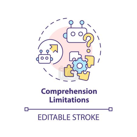 Illustration for Comprehension limitations multi color concept icon. Human language interpretation. Round shape line illustration. Abstract idea. Graphic design. Easy to use in infographic, presentation - Royalty Free Image