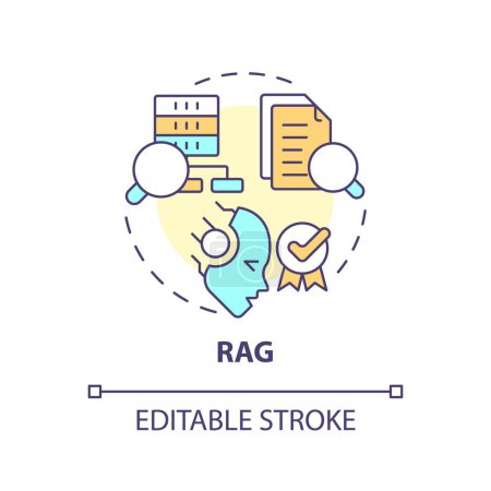 RAG multi color concept icon. Ai correct content generation. Machine learning techniques. Round shape line illustration. Abstract idea. Graphic design. Easy to use in infographic, presentation