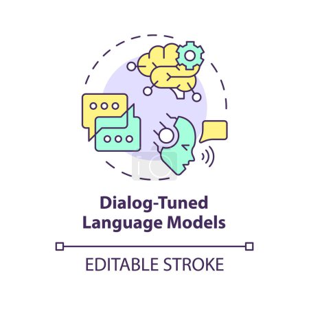 Dialog-tuned language models multi color concept icon. Intent management. Sentiment analysis. Round shape line illustration. Abstract idea. Graphic design. Easy to use in infographic, presentation