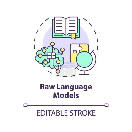 Raw language models multi color concept icon. Advanced machine learning. Artificial intelligence. Round shape line illustration. Abstract idea. Graphic design. Easy to use in infographic, presentation