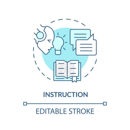 Instruction soft blue concept icon. Key element of prompt. Clear command to chatbot. Human and LLM interaction. Round shape line illustration. Abstract idea. Graphic design. Easy to use in article