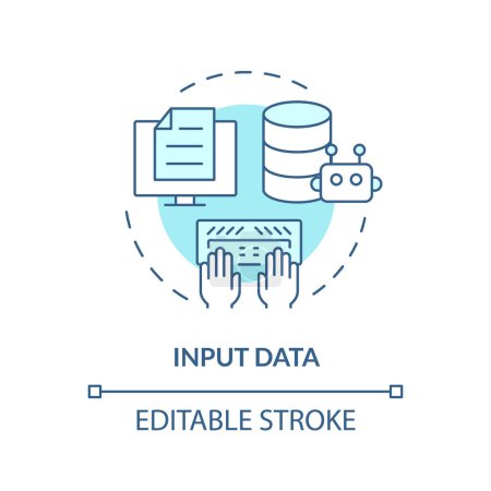 Input data soft blue concept icon. Key element of prompt. Specific information for chatbot. Data entry. Round shape line illustration. Abstract idea. Graphic design. Easy to use in article