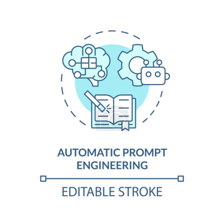 Automatic prompt engineering soft blue concept icon. Prompt optimization. Algorithm and heuristics. Round shape line illustration. Abstract idea. Graphic design. Easy to use in article