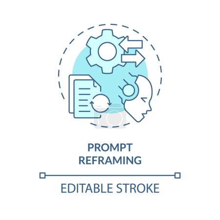 Illustration for Prompt reframing soft blue concept icon. Prompt engineering technique. Rephrase and change instruction. Round shape line illustration. Abstract idea. Graphic design. Easy to use in article - Royalty Free Image