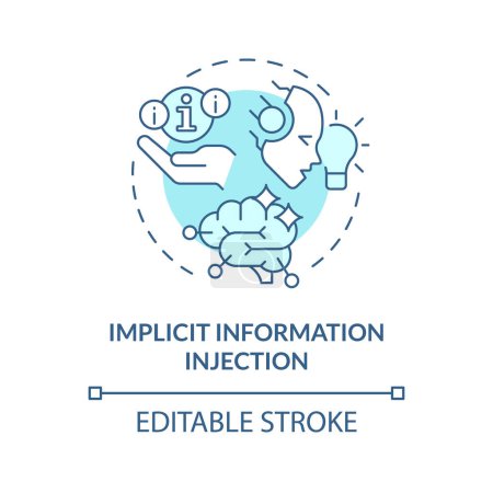 Implicit information injection soft blue concept icon. Prompt engineering technique. Make suggestion. Round shape line illustration. Abstract idea. Graphic design. Easy to use in article