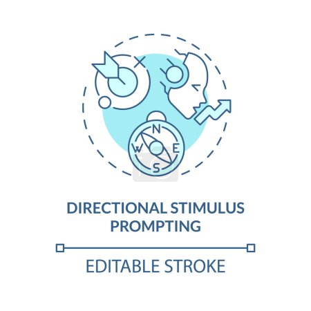 Directional stimulus prompting soft blue concept icon. Prompt engineering technique. Guiding AI. Round shape line illustration. Abstract idea. Graphic design. Easy to use in article