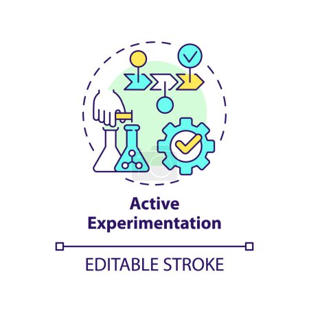 Active experimentation multi color concept icon. Kolbs experiential learning model. Applying new ideas. Round shape line illustration. Abstract idea. Graphic design. Easy to use in presentation