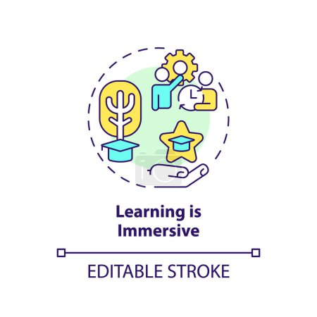 Illustration for Learning is immersive multi color concept icon. Experiential learning principle. Round shape line illustration. Abstract idea. Graphic design. Easy to use in presentation - Royalty Free Image