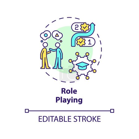 Illustration for Role playing multi color concept icon. Understand different perspectives, practice skills. Round shape line illustration. Abstract idea. Graphic design. Easy to use in presentation - Royalty Free Image