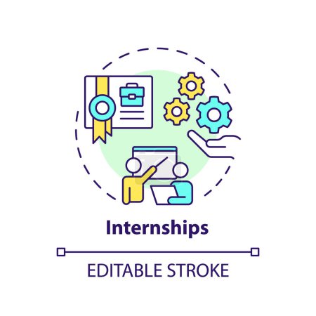Internships multi color concept icon. Practical professional experience. Intern for improving skills. Round shape line illustration. Abstract idea. Graphic design. Easy to use in presentation