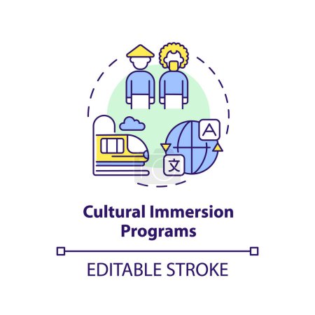 Cultural immersion programs multi color concept icon. Student exchange program. Round shape line illustration. Abstract idea. Graphic design. Easy to use in presentation