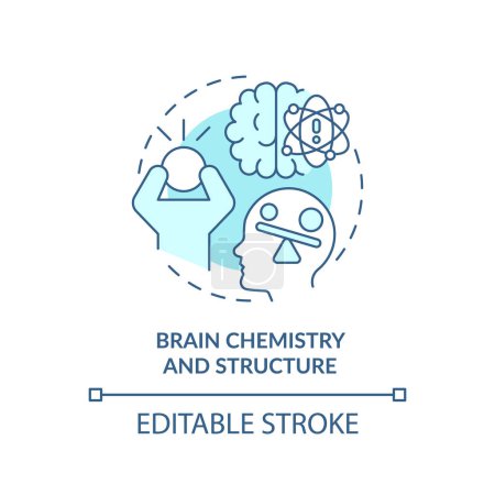 Illustration for Brain chemistry and structure soft blue concept icon. Nervous system. Round shape line illustration. Abstract idea. Graphic design. Easy to use in infographic, presentation, brochure, booklet - Royalty Free Image