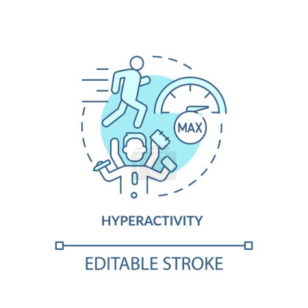 Illustration for Hyperactivity, focus issues soft blue concept icon. Cognitive development. Round shape line illustration. Abstract idea. Graphic design. Easy to use in infographic, presentation, brochure, booklet - Royalty Free Image