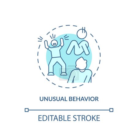 Unusual, abnormal behaviour soft blue concept icon. Social issues. Round shape line illustration. Abstract idea. Graphic design. Easy to use in infographic, presentation, brochure, booklet