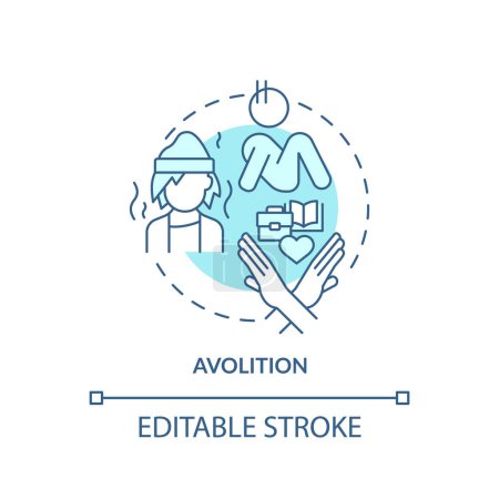 Avolition soft blue concept icon. Lack of motivation. Social issues. Round shape line illustration. Abstract idea. Graphic design. Easy to use in infographic, presentation, brochure, booklet