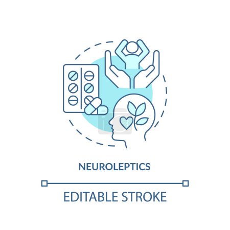 Neuroleptics medication soft blue concept icon. Antipsychotic medicine. Round shape line illustration. Abstract idea. Graphic design. Easy to use in infographic, presentation, brochure, booklet