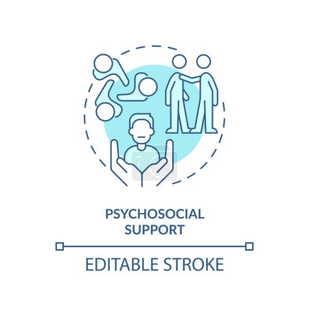Psychosocial support soft blue concept icon. Social services assistance. Round shape line illustration. Abstract idea. Graphic design. Easy to use in infographic, presentation, brochure, booklet