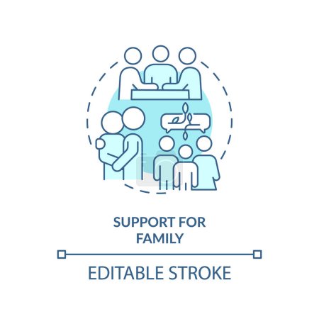 Support for family soft blue concept icon. Mental help, assistance. Round shape line illustration. Abstract idea. Graphic design. Easy to use in infographic, presentation, brochure, booklet