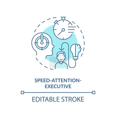 Speed-attention-executive soft blue concept icon. Hyperaktives Verhalten. Abbildung der runden Formlinie. Abstrakte Idee. Grafikdesign. Einfache Bedienung in Infografik, Präsentation, Broschüre, Broschüre