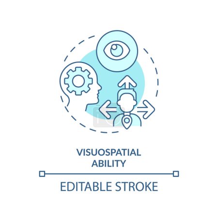 Visuospatial ability soft blue concept icon. Executive function, perception. Round shape line illustration. Abstract idea. Graphic design. Easy to use in infographic, presentation, brochure, booklet