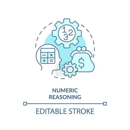 Numeric reasoning soft blue concept icon. Mathematical intelligence. Round shape line illustration. Abstract idea. Graphic design. Easy to use in infographic, presentation, brochure, booklet