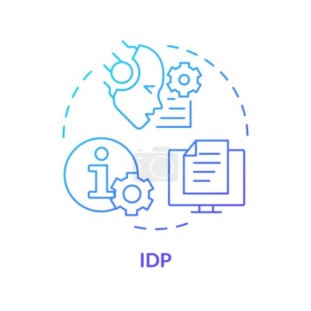 IDP ai icono concepto de gradiente azul. Procesamiento inteligente de documentos. Gestión de datos. Ilustración de línea de forma redonda. Una idea abstracta. Diseño gráfico. Fácil de usar en infografía, presentación